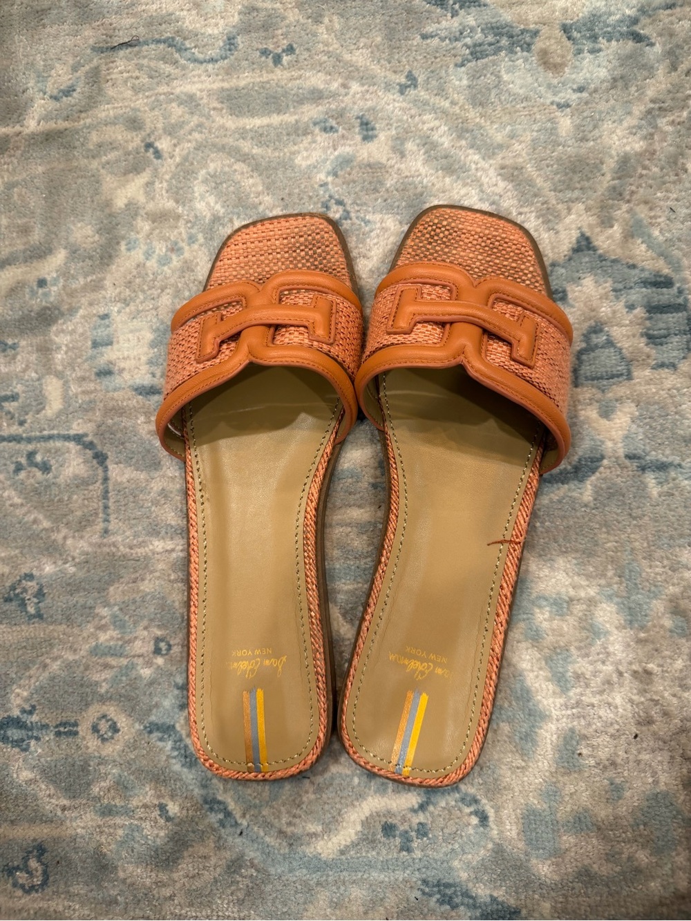 Sam Edelman Orange Woven Slide Sandals